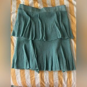 ZARA teal and silver metallic mini skirt